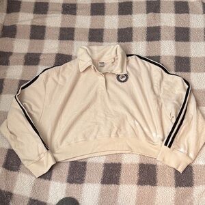 PINK Victoria's Secret Beige Sweatshirt with Black Stripes